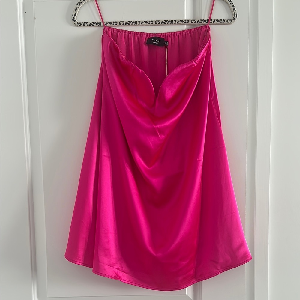 VICI Pink Satin Cowl Neck Camisole